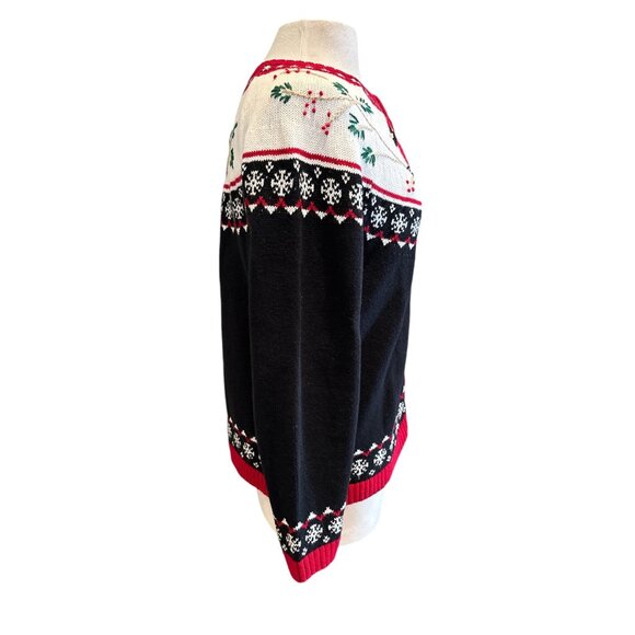 Holiday-Themed Christopher & Banks Womens Cardigan With Cardinal & Snowflake Pat - Picture 4 of 8